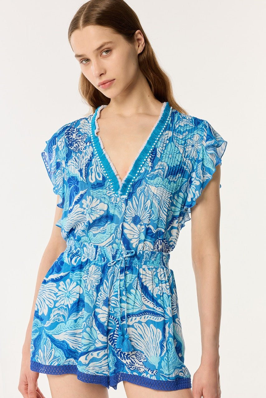 Short Jumpsuit Sasha - Blue Tiger Lily - 4
