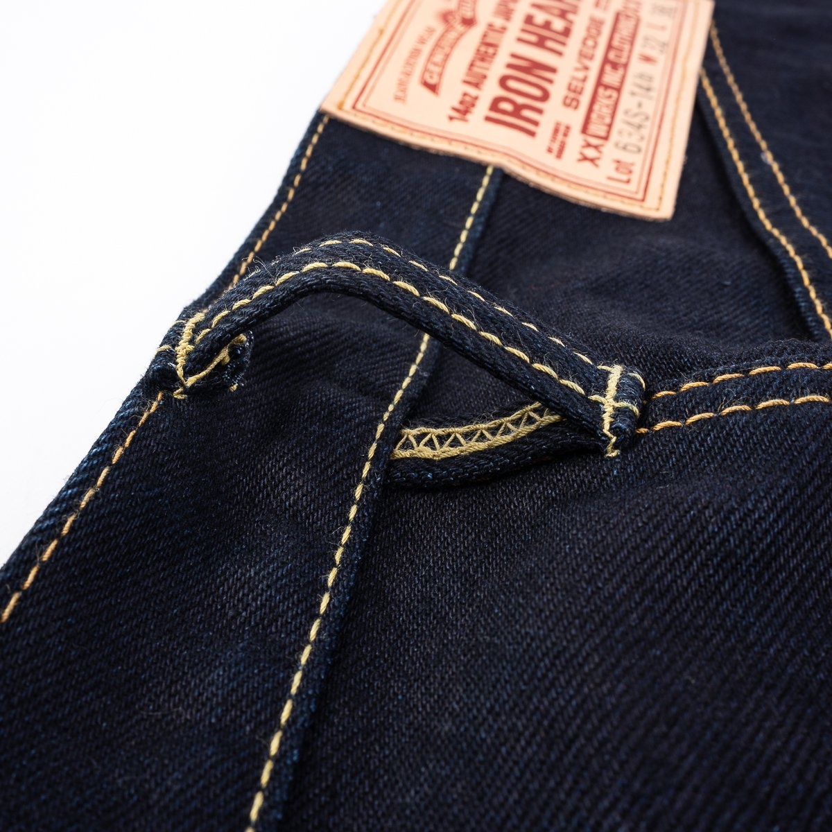 IH-634S-142ib-c 14oz Selvedge Denim Straight Cut Jeans - Indigo/Black - 8