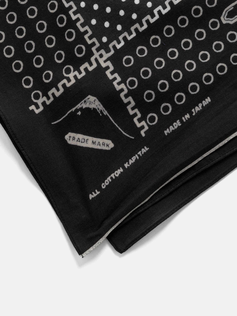 Kapital Fastcolor Selvedge Bandanna (Mirrored Fuji PROFILE RAINBOWY) Black outlook