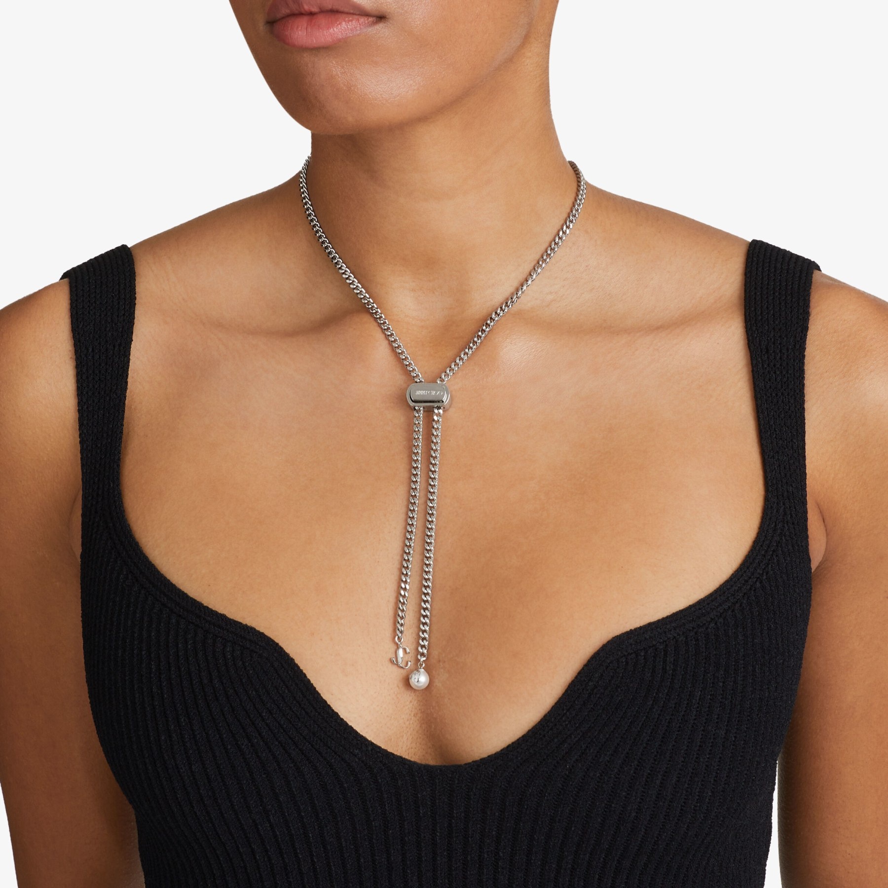 Bon Bon Necklace
Silver-Finish Metal Necklace with Pearl and JC Charm - 2