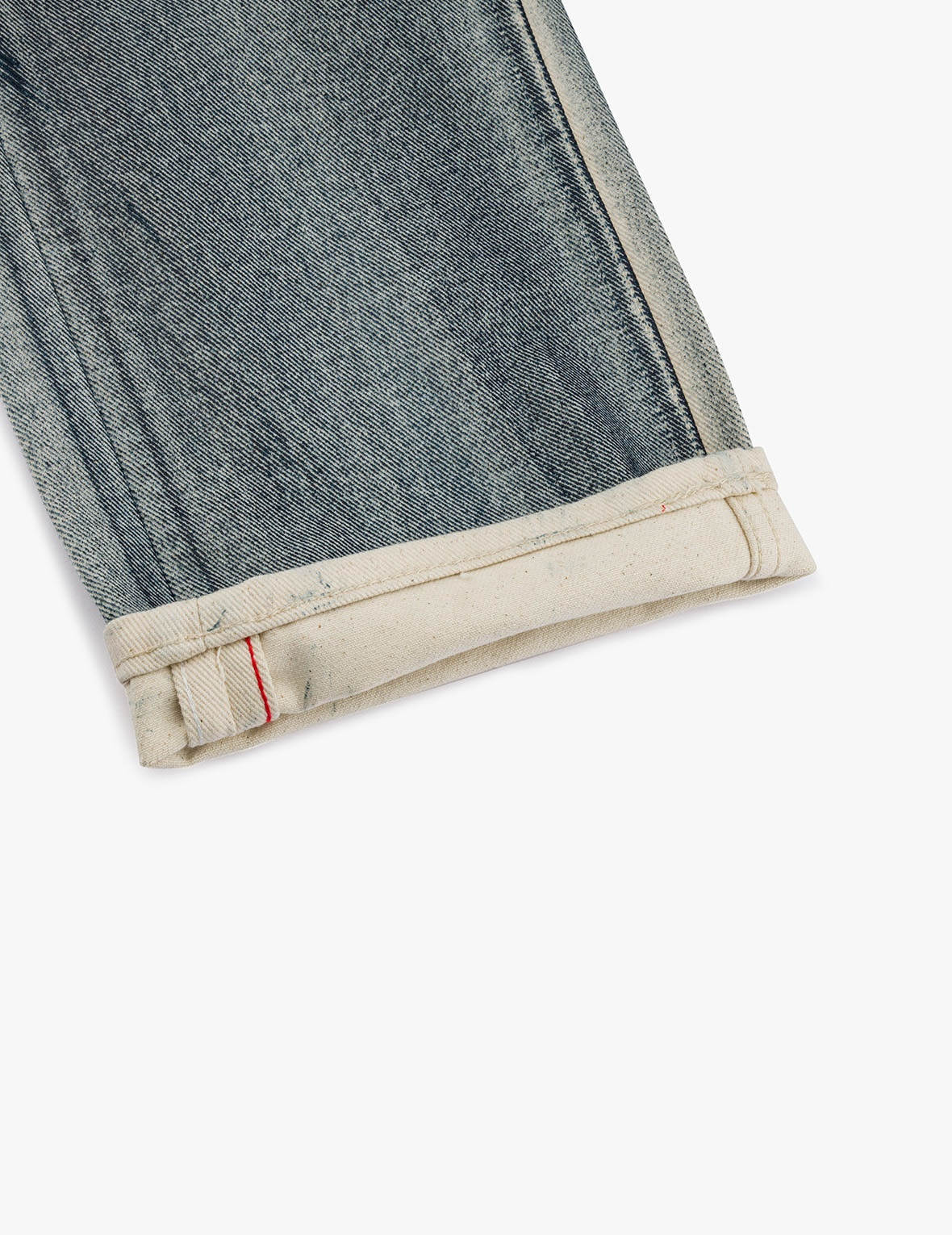 KAMON AND SEAGULL APPLIQUÉ WITH RUBBING PRINT REGULAR STRAIGHT FIT JEANS #2008 - 4