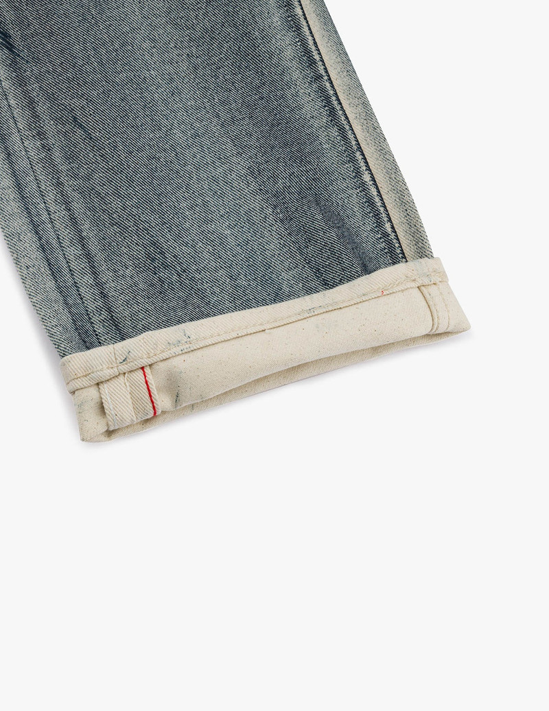 KAMON AND SEAGULL APPLIQUÉ WITH RUBBING PRINT REGULAR STRAIGHT FIT JEANS #2008 4