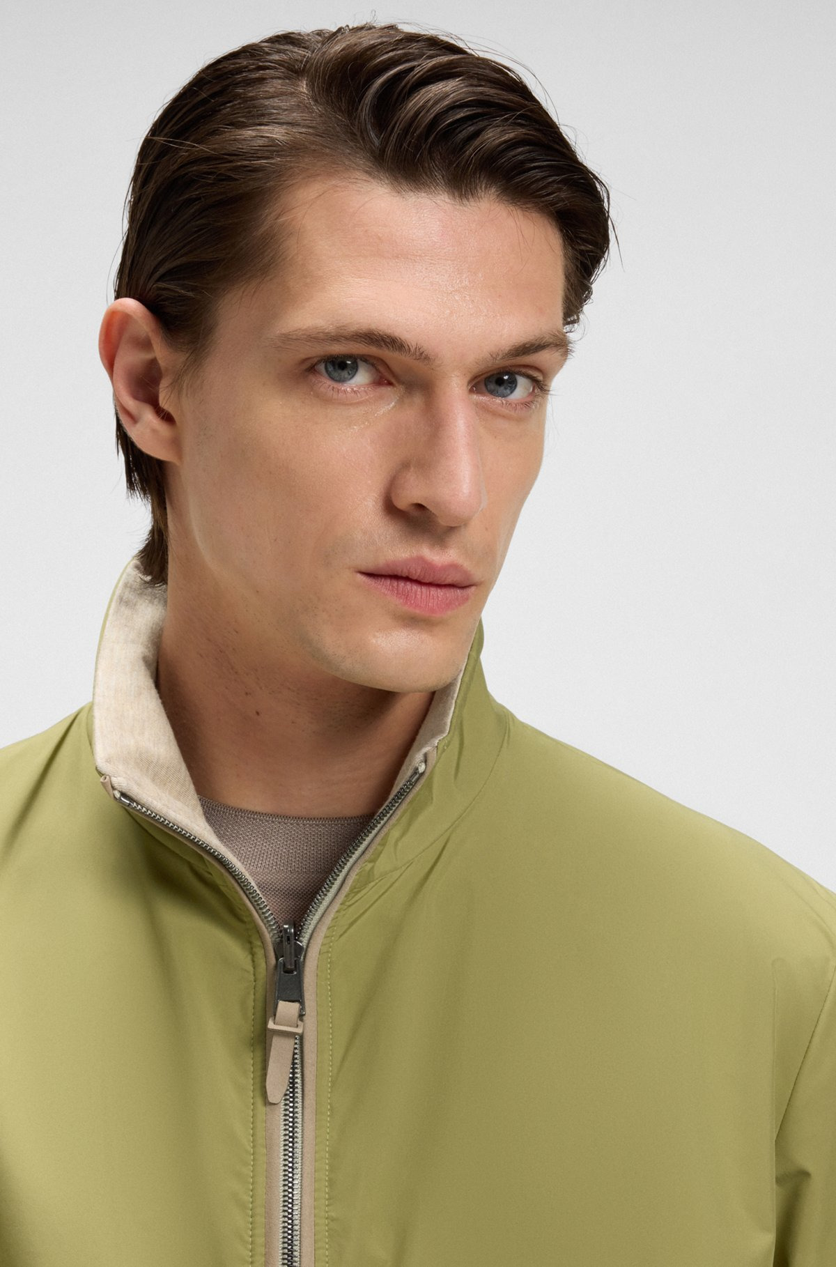 REVERSIBLE ZIP-UP JACKET IN PEACHED FABRIC - 5