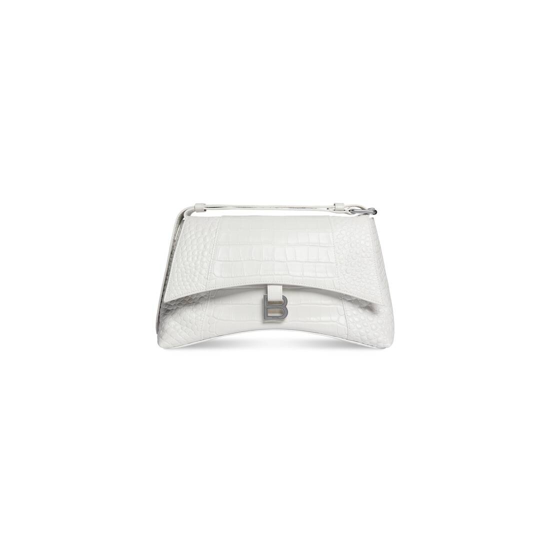 Women's Downtown Medium Shoulder Bag Crocodile Embossed  in White - 6