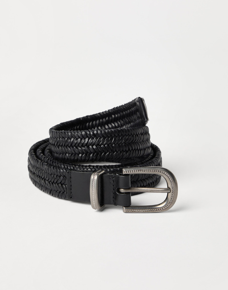 Brunello Cucinelli Stretch braided leather belt outlook