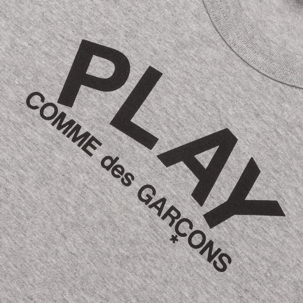 COMME DES GARCONS PLAY WOMEN'S SMALL TEXT T-SHIRT - GREY - 3