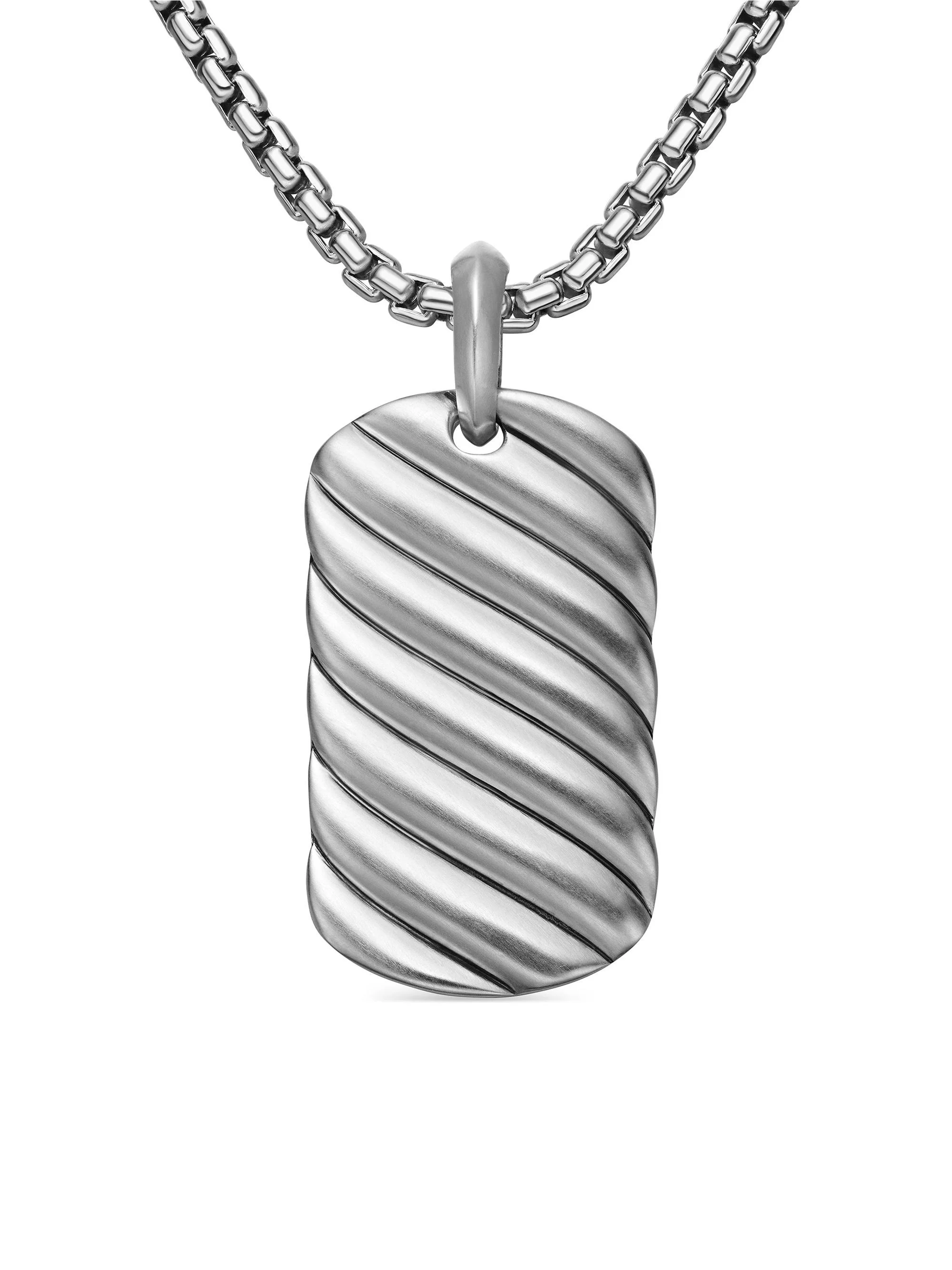 Men's Sculpted Cable Tag In Sterling Silver - Silver - 1