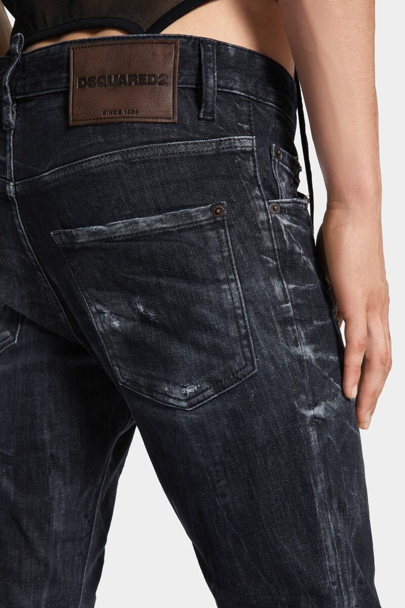 BLACK DESTROYED WASH SKATER JEANS - 6