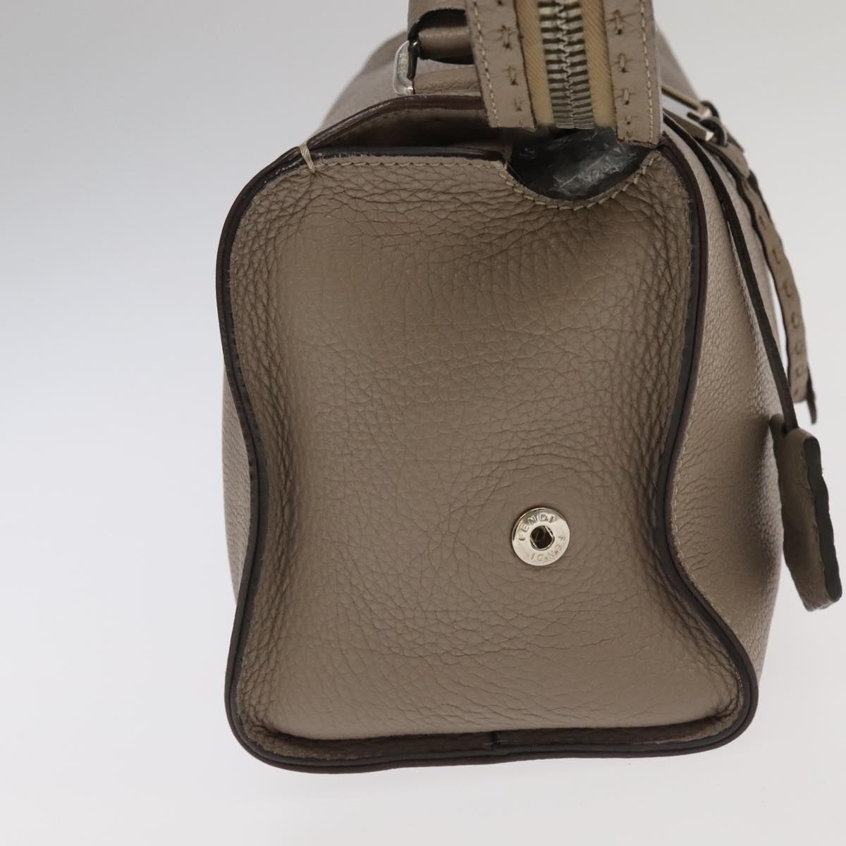 FENDI Hand Bag Leather Gray Silver - 4