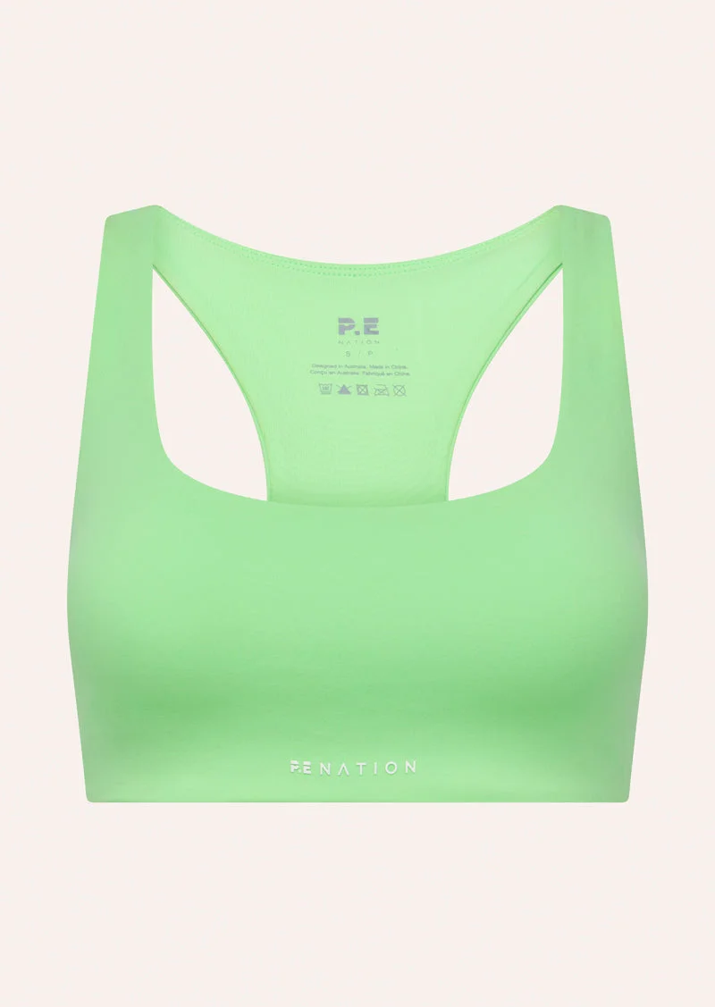SIGNATURE SCOOP SPORTS BRA IN KIWI GREEN - 1