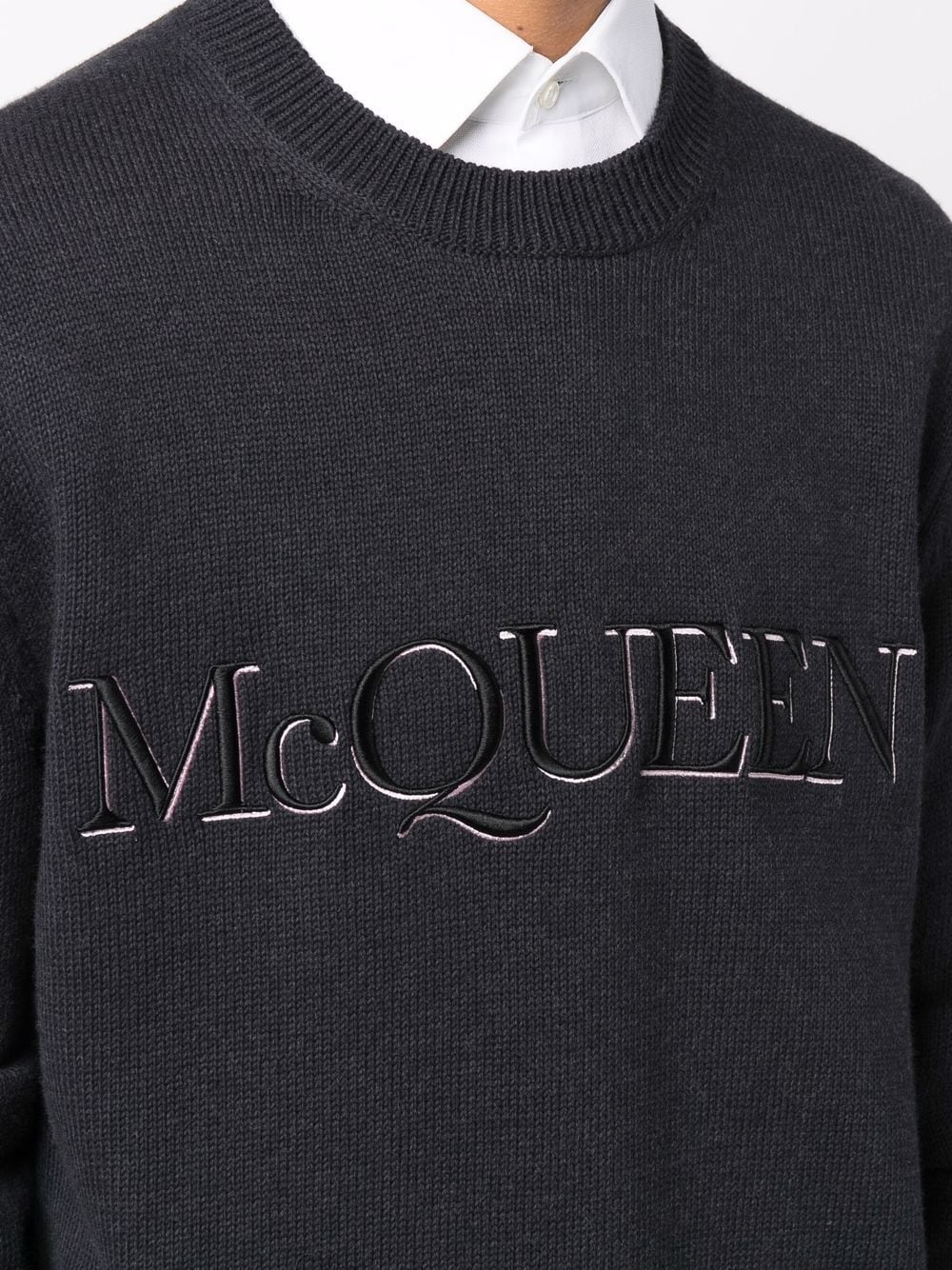 logo-embroidered knitted jumper - 5