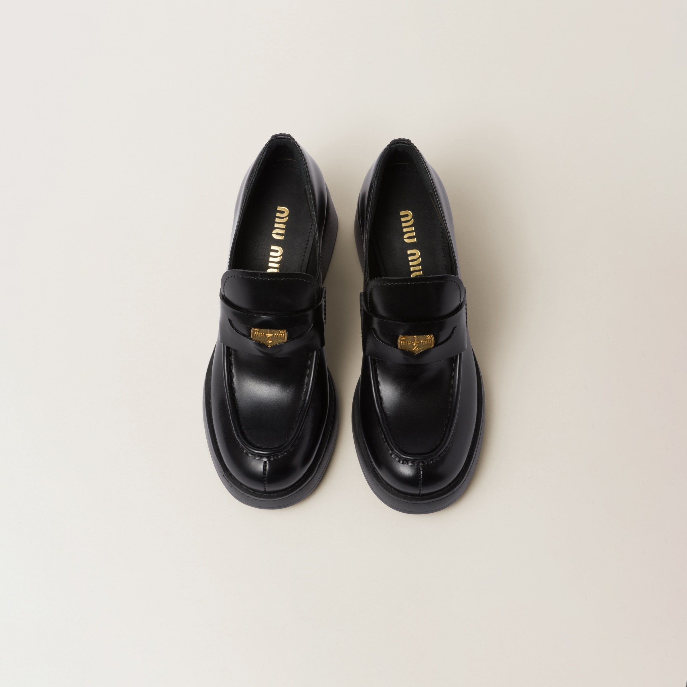 MIU MIU ヘロアミニスカト MG2050125Q F0002 Miu Miu Leather Penny Loafers | Brown | FARFETCH