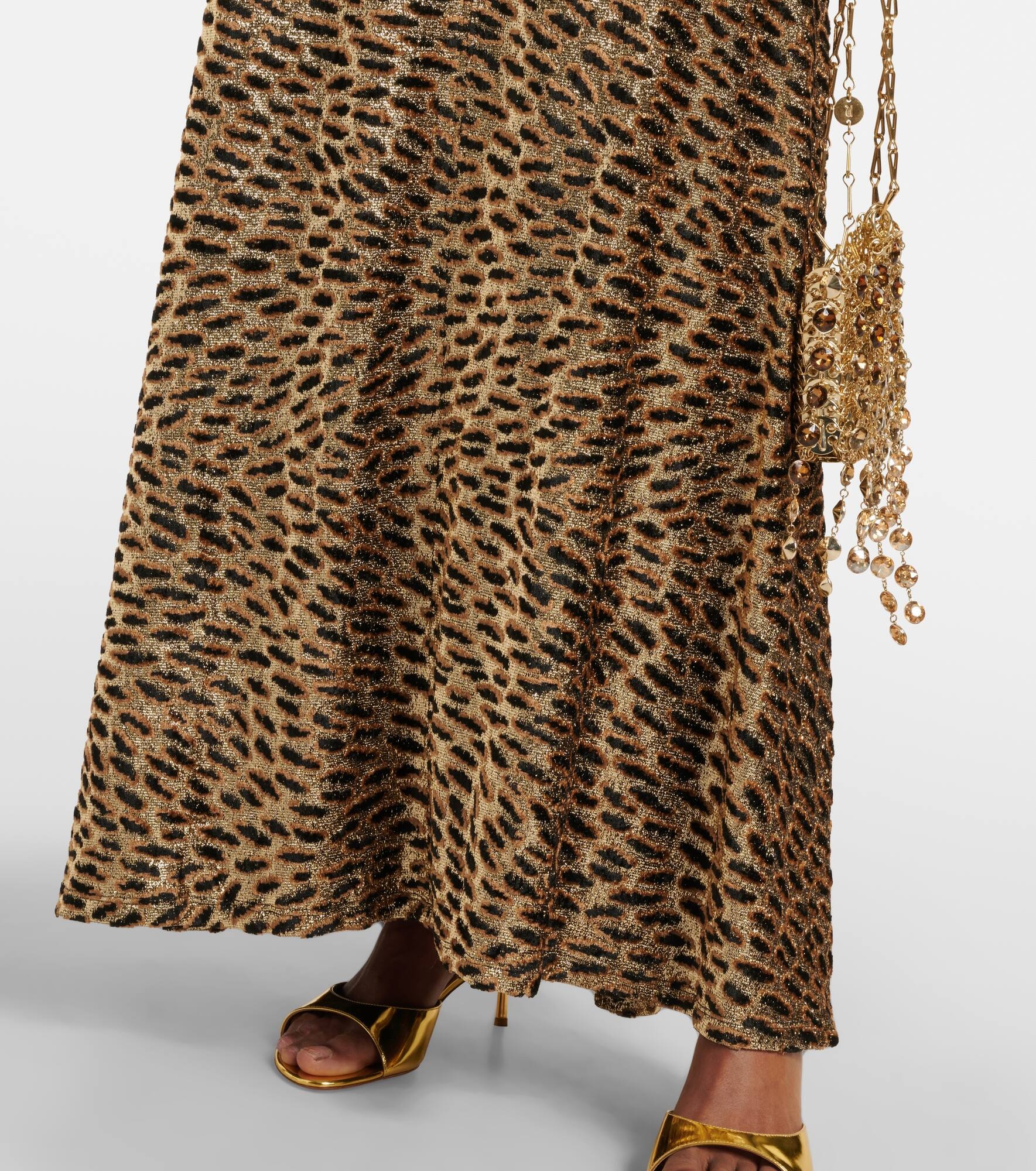 Tiger gathered lamé maxi skirt - 5