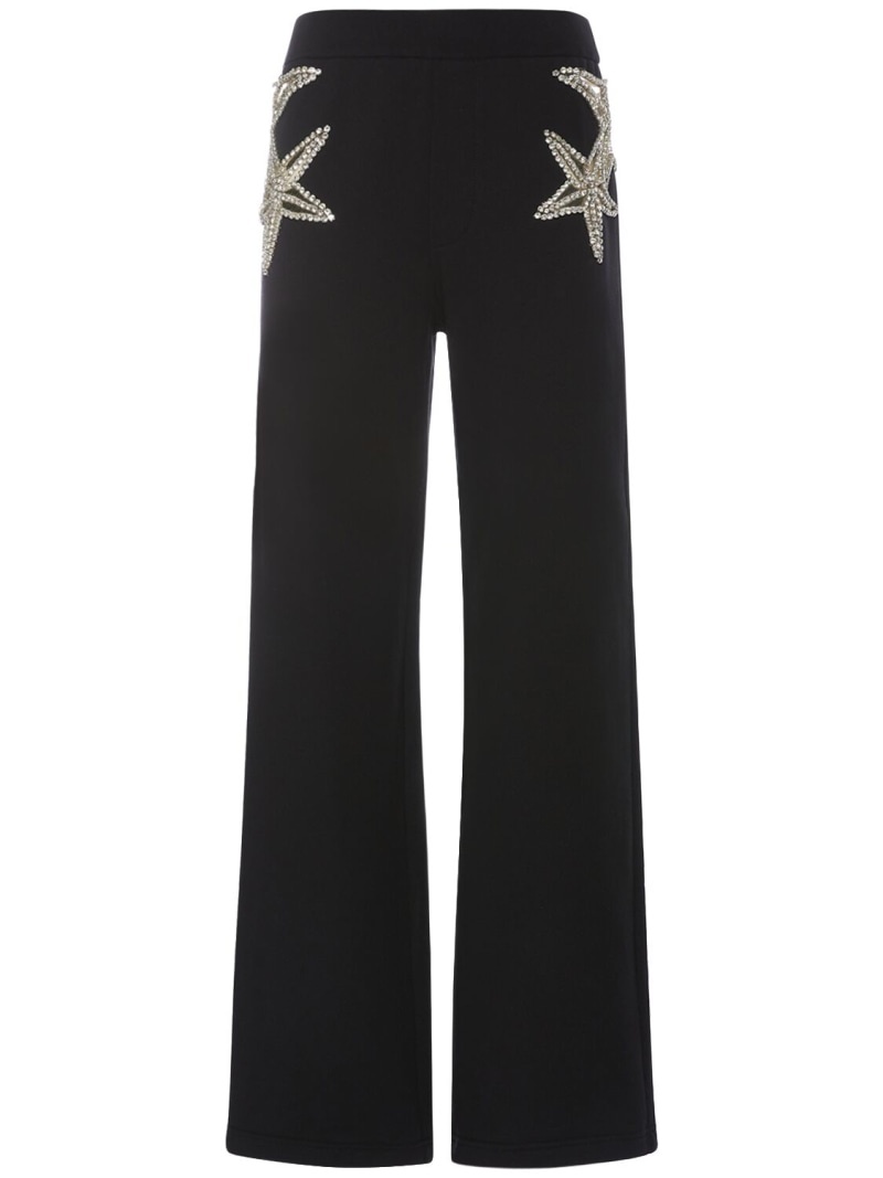 Embroidered stars straight pants - 1