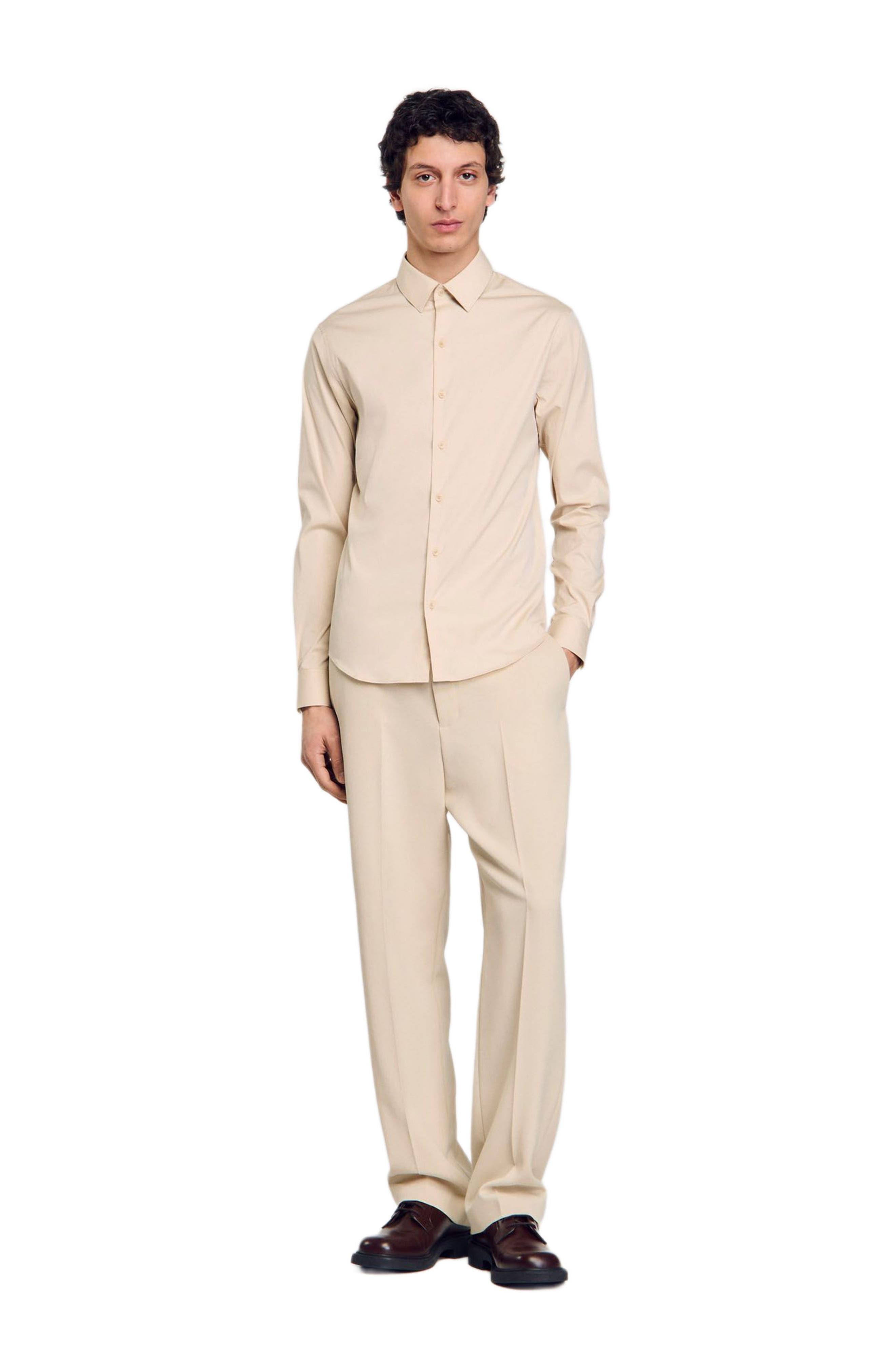 SANDRO Plain shirt in Oats at Nordstrom - 6