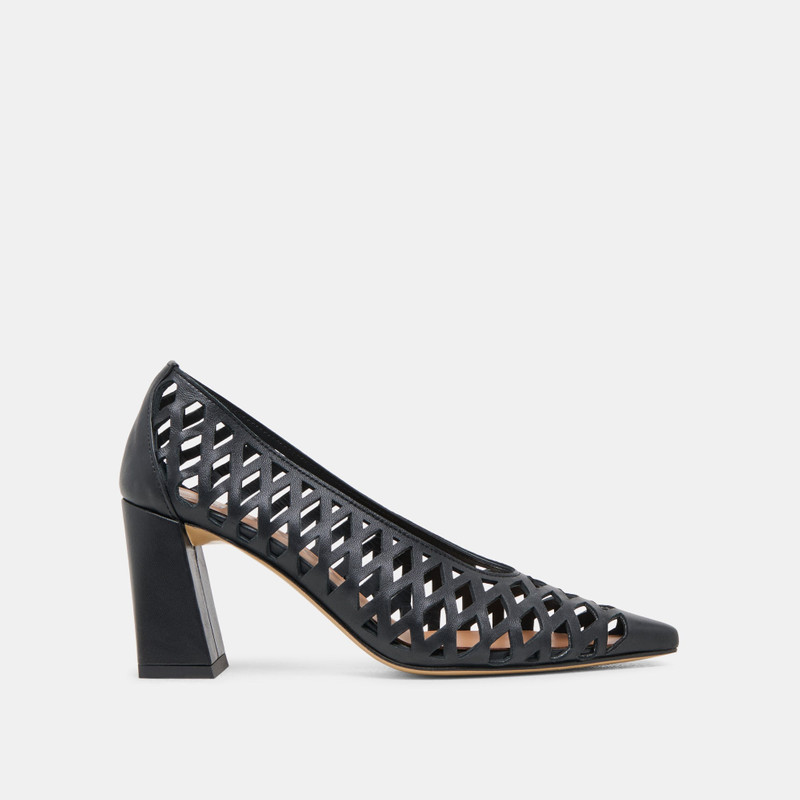 TANYA HEELS BLACK WOVEN LEATHER 1