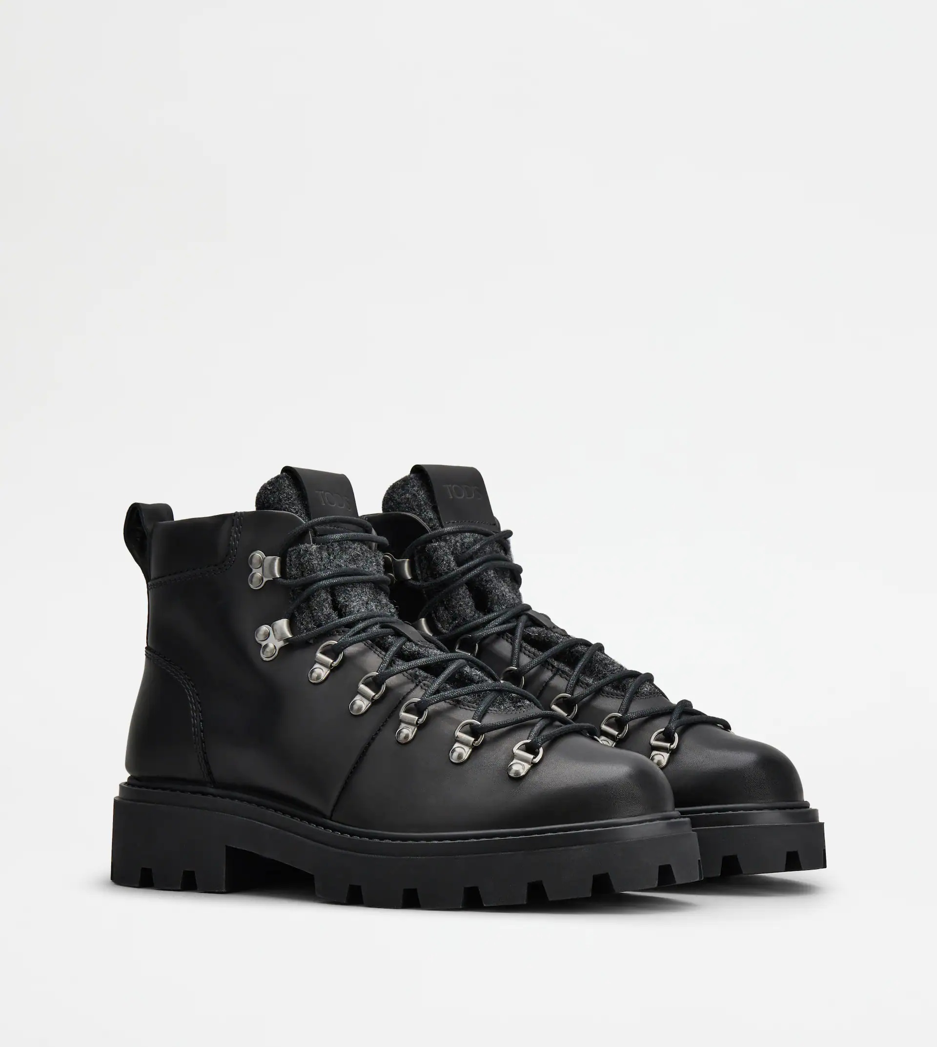 BOOTS IN LEATHER AND FELT - GREY, BLACK - 3