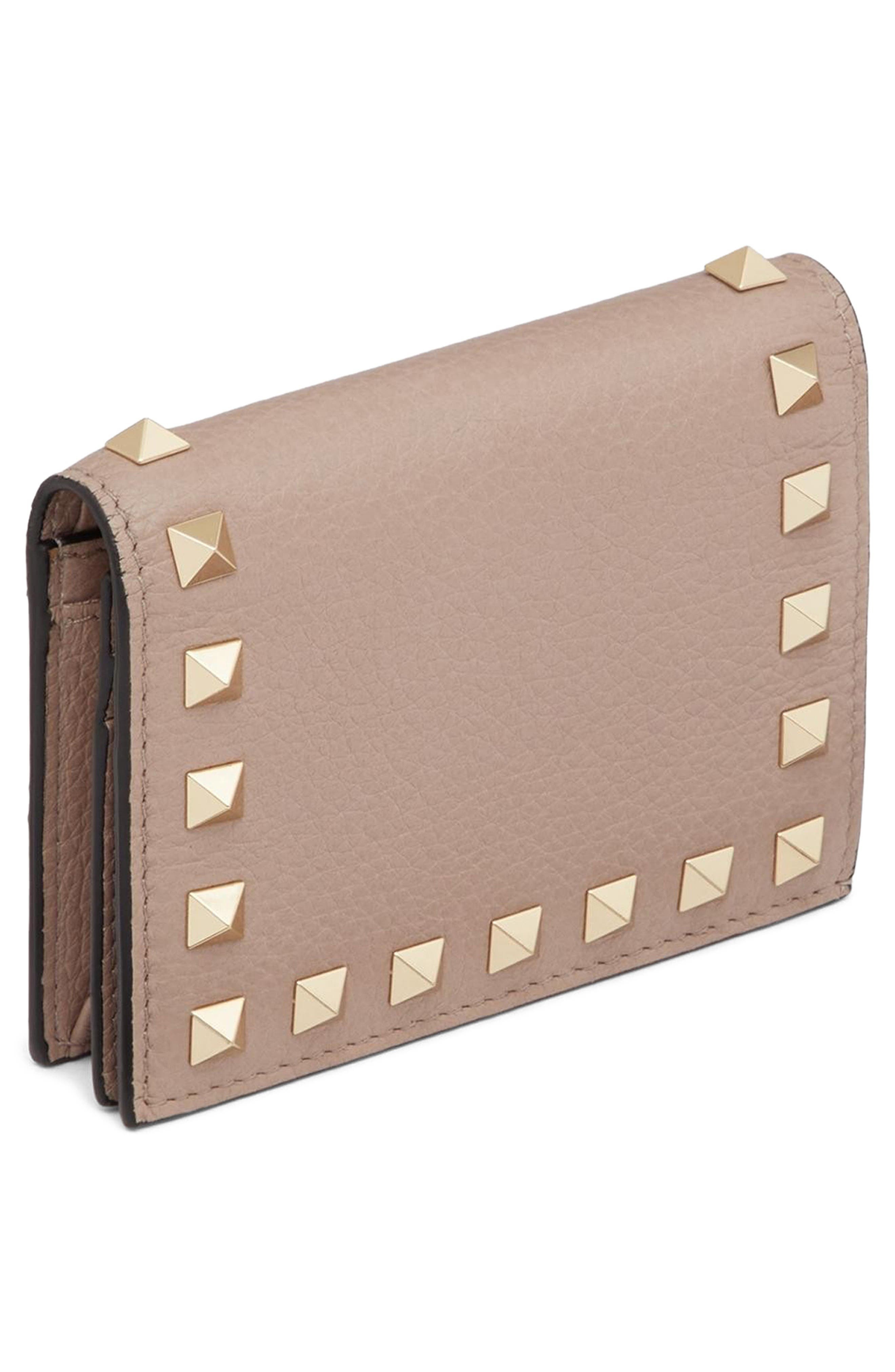 Valentino Garavani Rockstud Leather Bifold French Wallet in Poudre at Nordstrom - 5