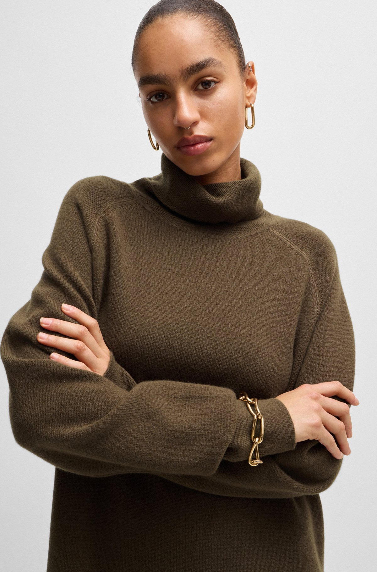 ROLLNECK SWEATER DRESS IN WOOL AND CASHMERE - 4
