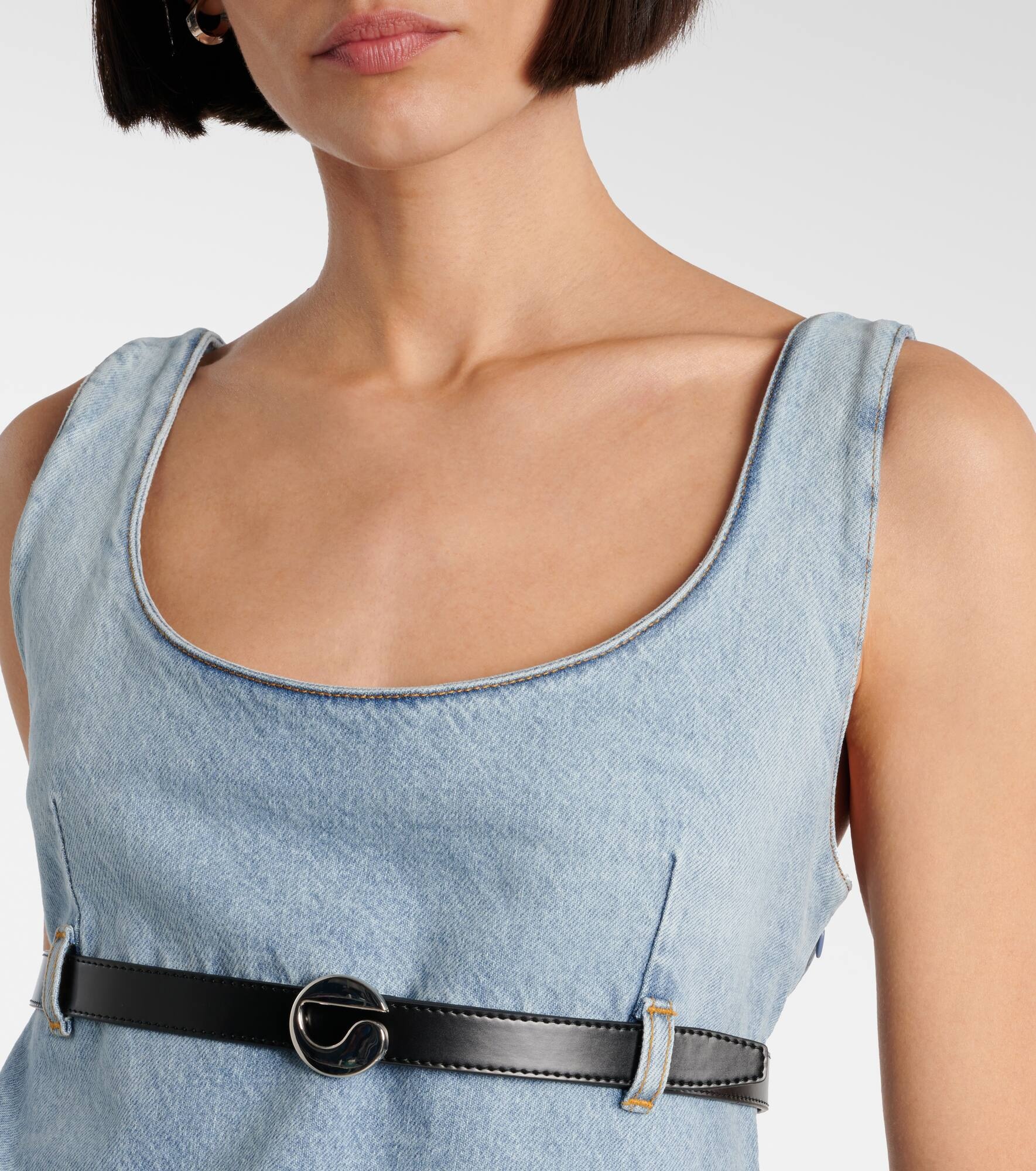 Belted denim minidress - 4