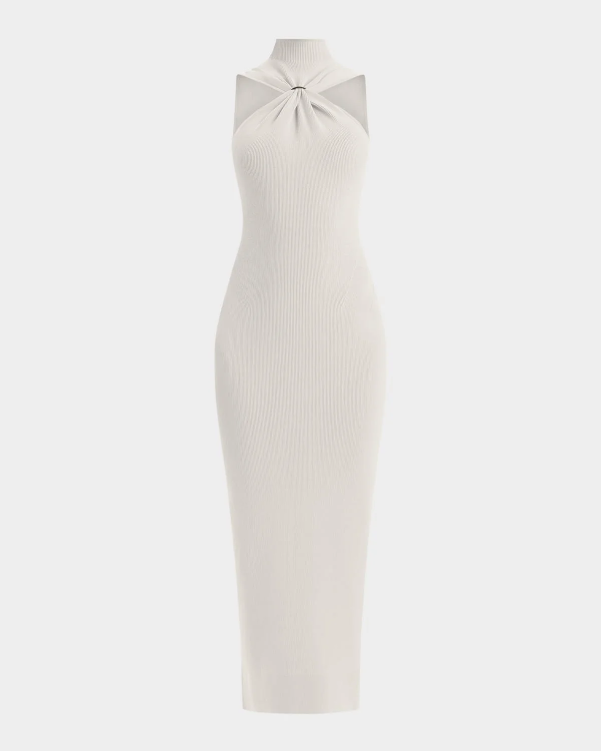 Angelica Gathered Turtleneck Sleeveless Rib Gown - 1