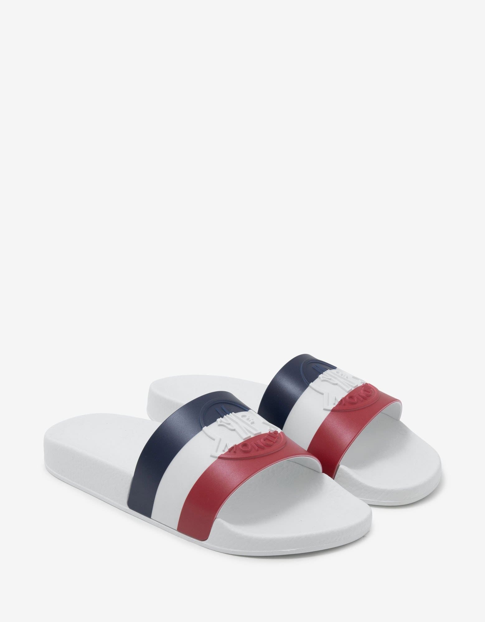 Basile White Tricolour Logo Slide Sandals - 1