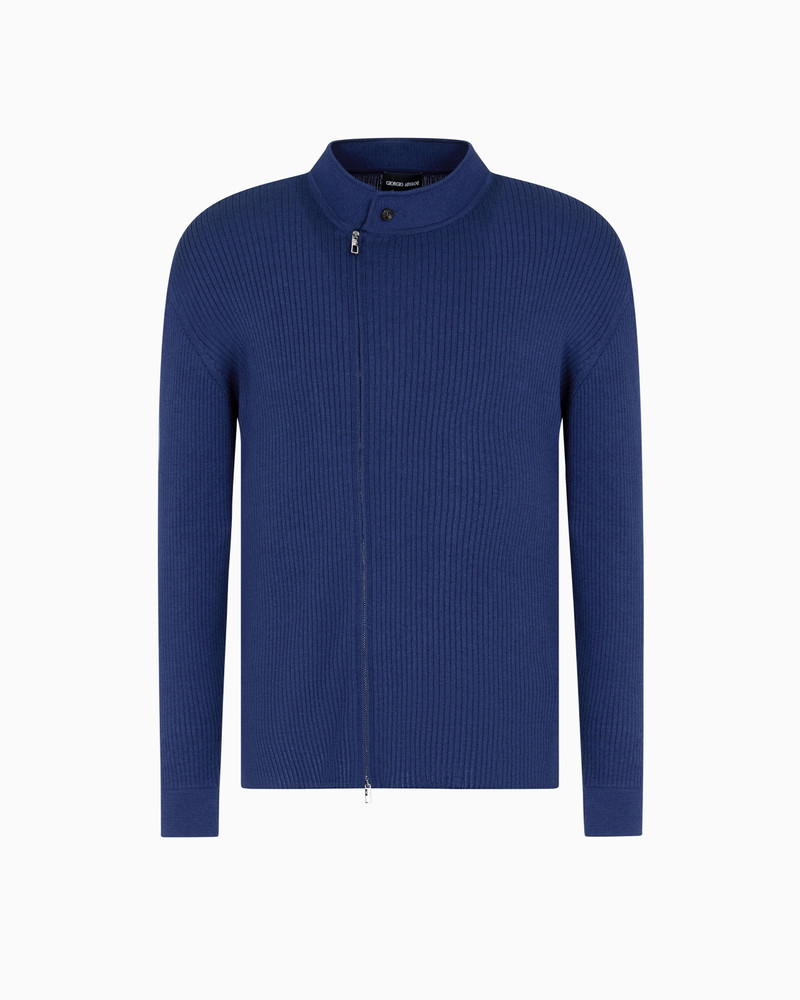 RIBBED CASHMERE AND SILK ZIP-UP CARDIGAN 1