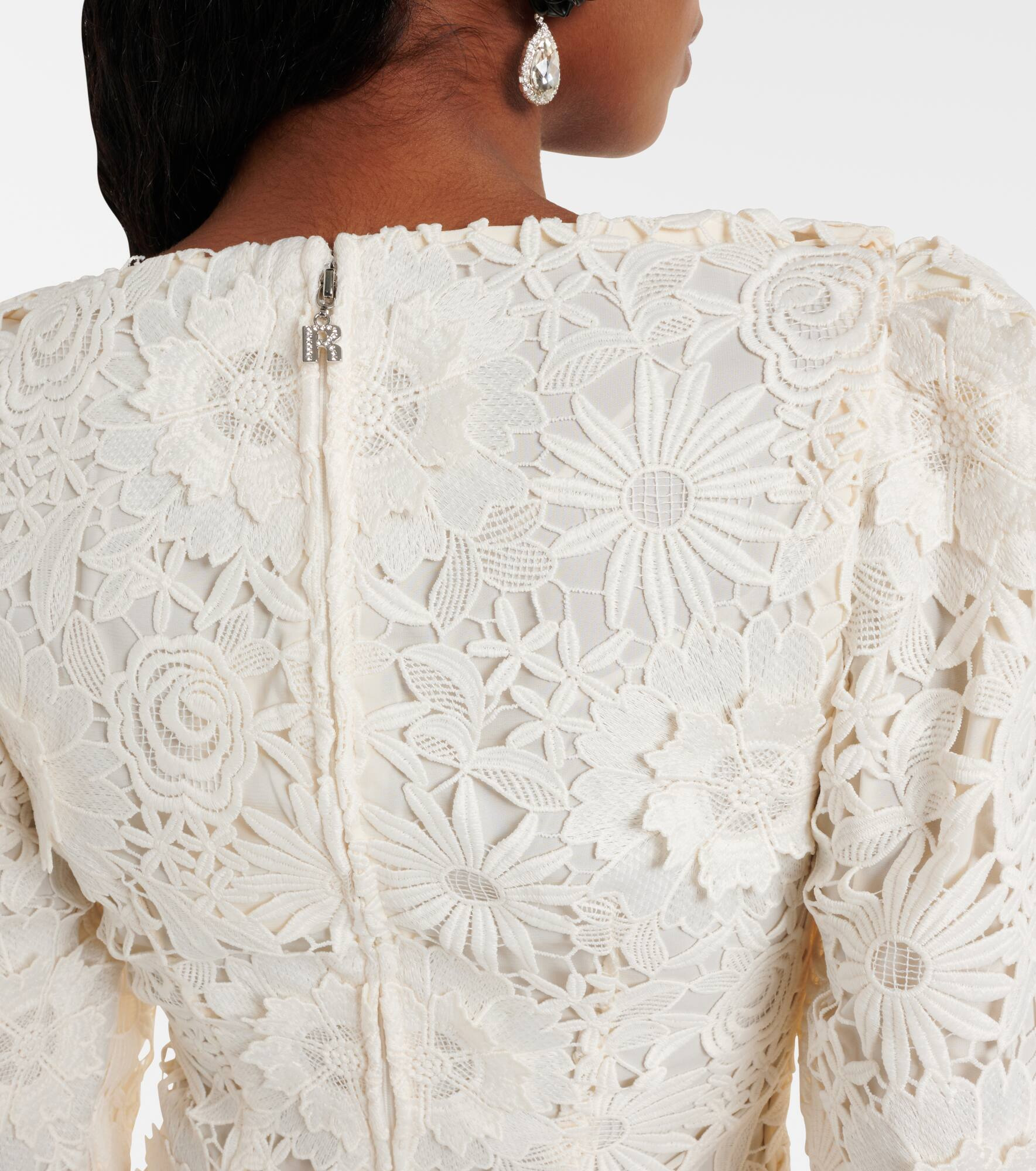 Bridal floral-appliqué minidress - 6