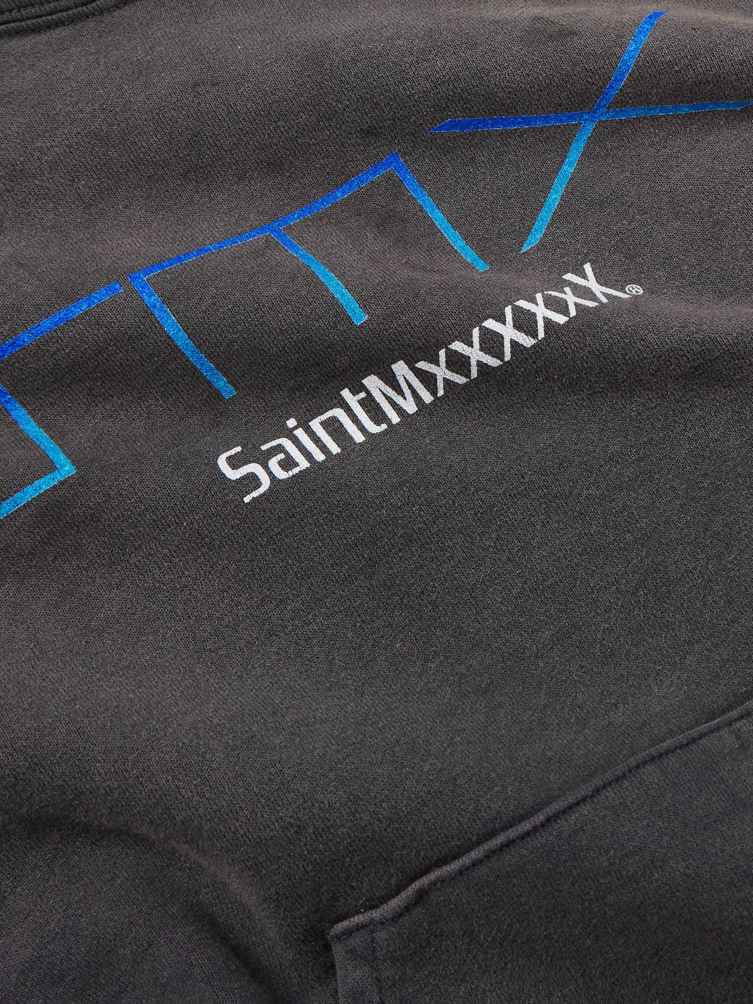 SMX6 Distressed Logo-Print Cotton-Jersey Hoodie Black - 4