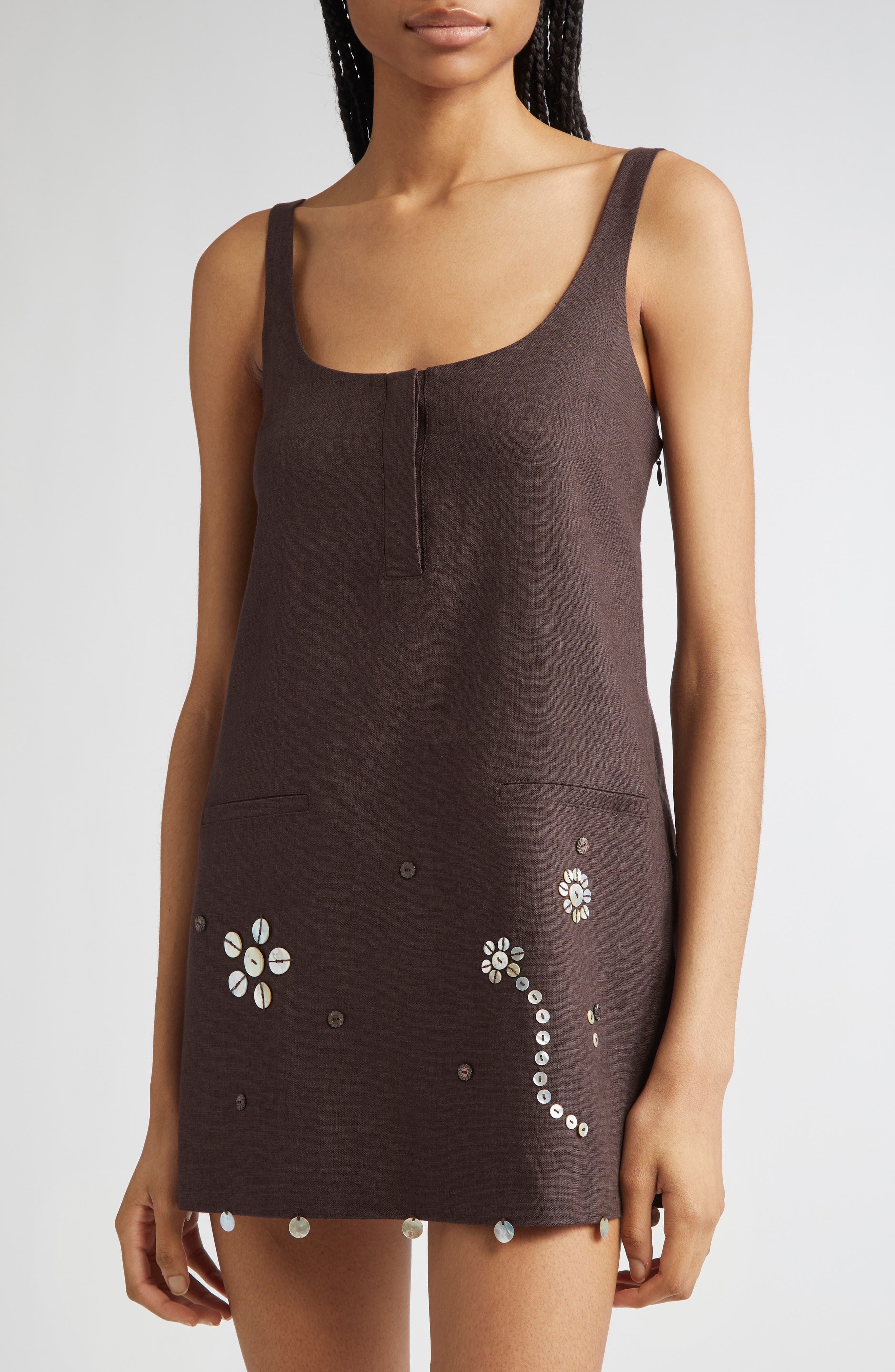 Siedrés Alites Linen Minidress in Brown at Nordstrom - 4