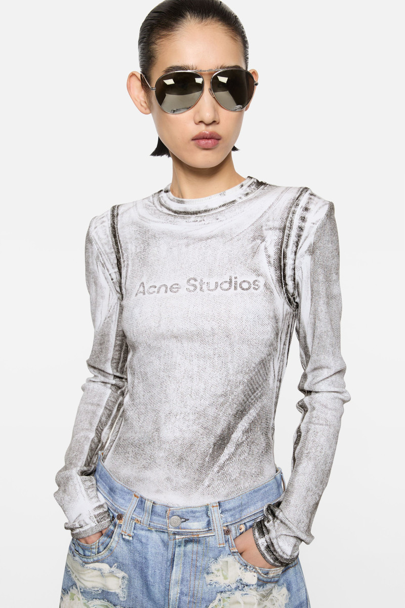 Layered Printed T-shirt - Black/white 4