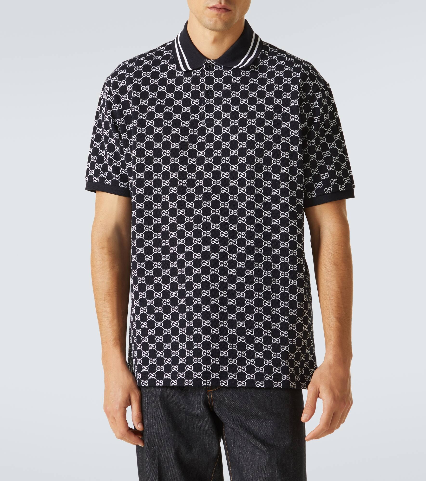 GG cotton piquet jacquard polo shirt - 3