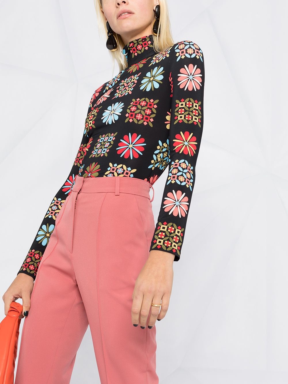 floral turtleneck top - 3