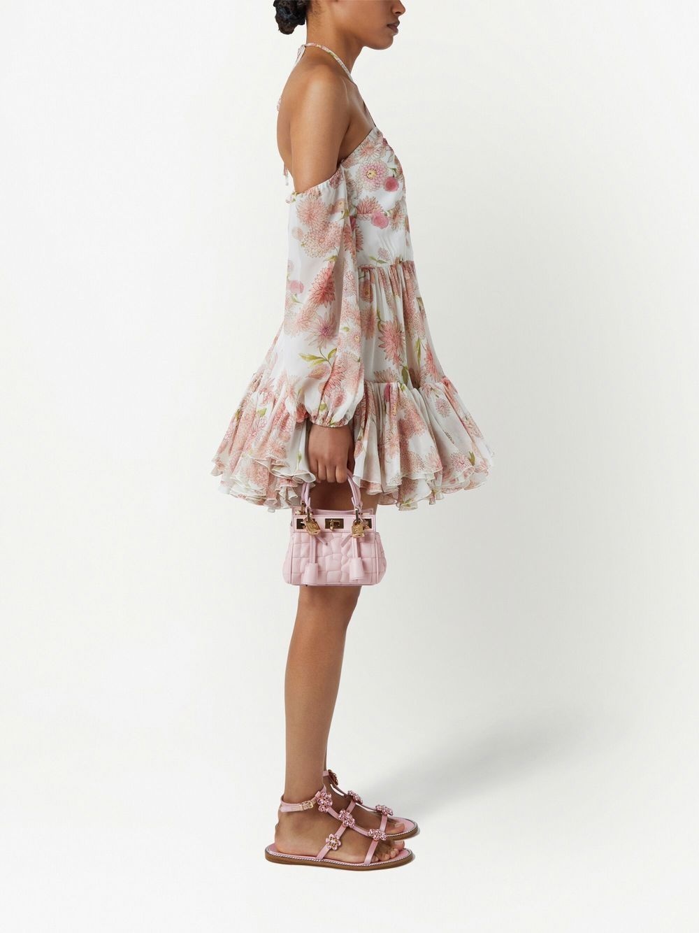 floral-print ruffled dress - 3