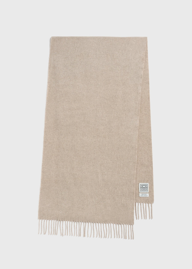 TOTEME Classic wool scarf light beige mélange outlook
