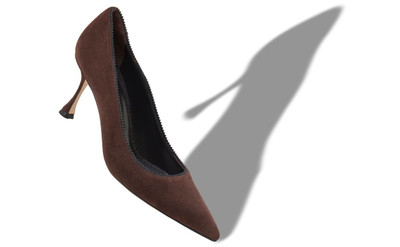 Manolo Blahnik Brown Suede Pinking Detail Pumps outlook