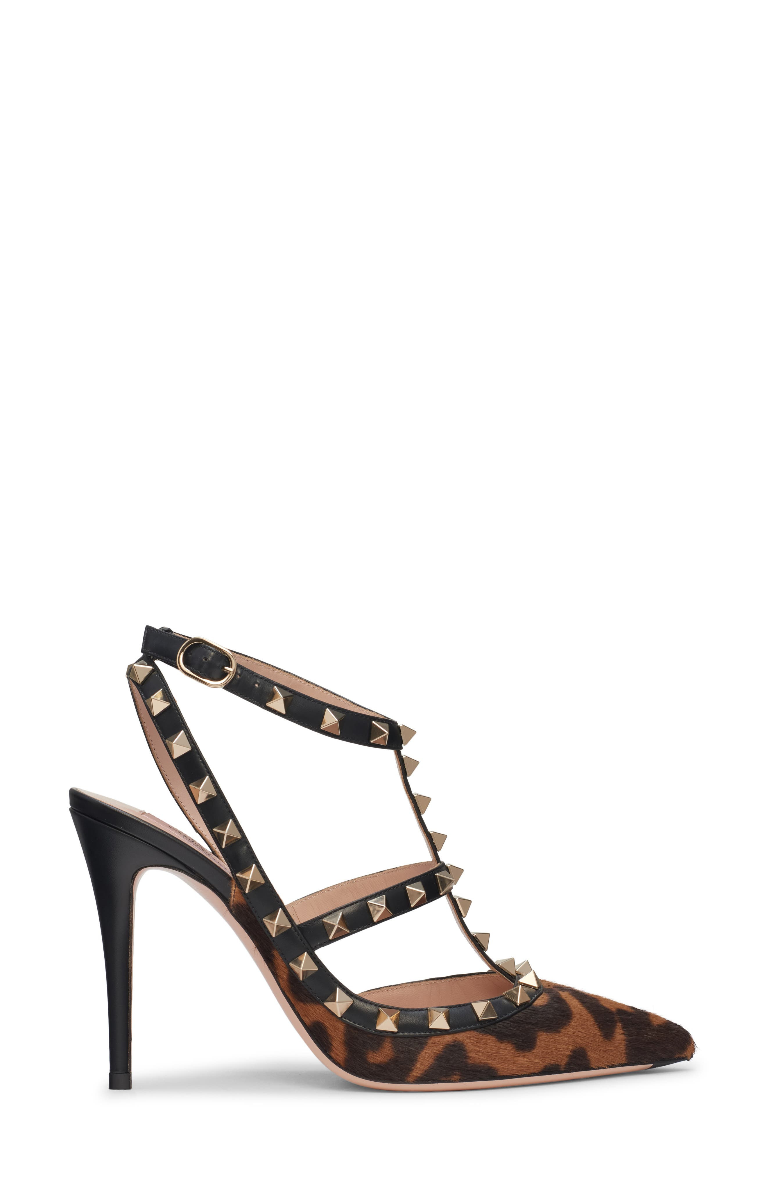 Valentino Rockstud Genuine Calf Hair Pointed Toe Pump in Moro/Nero Calf Hair at Nordstrom - 3