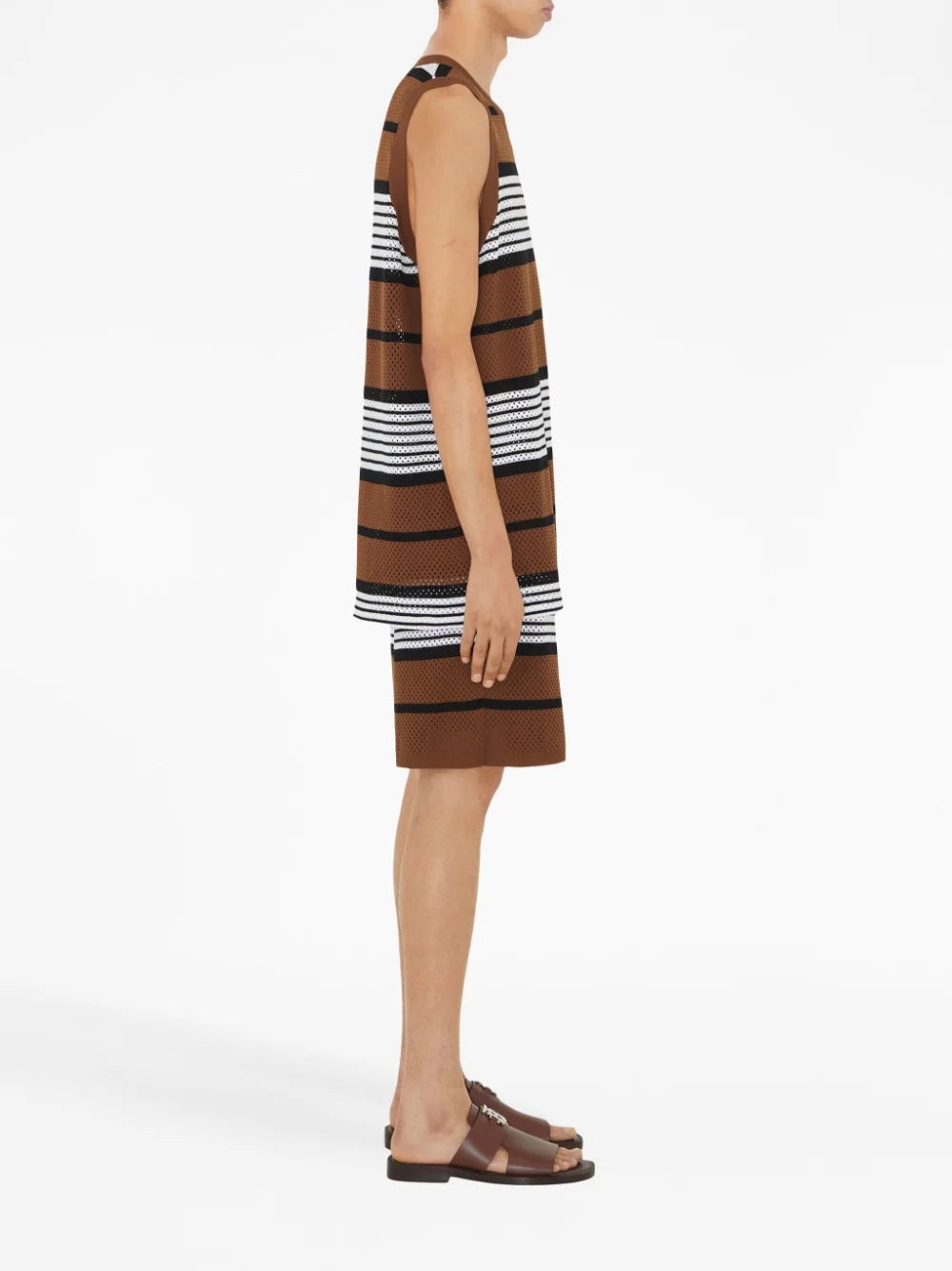 PERFORATED STRIPED BERMUDA SHORTS - 3