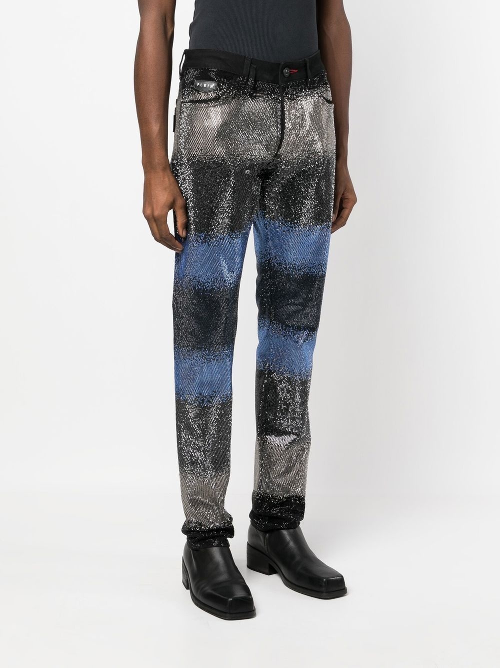 gradient crystal-embellished jeans - 3