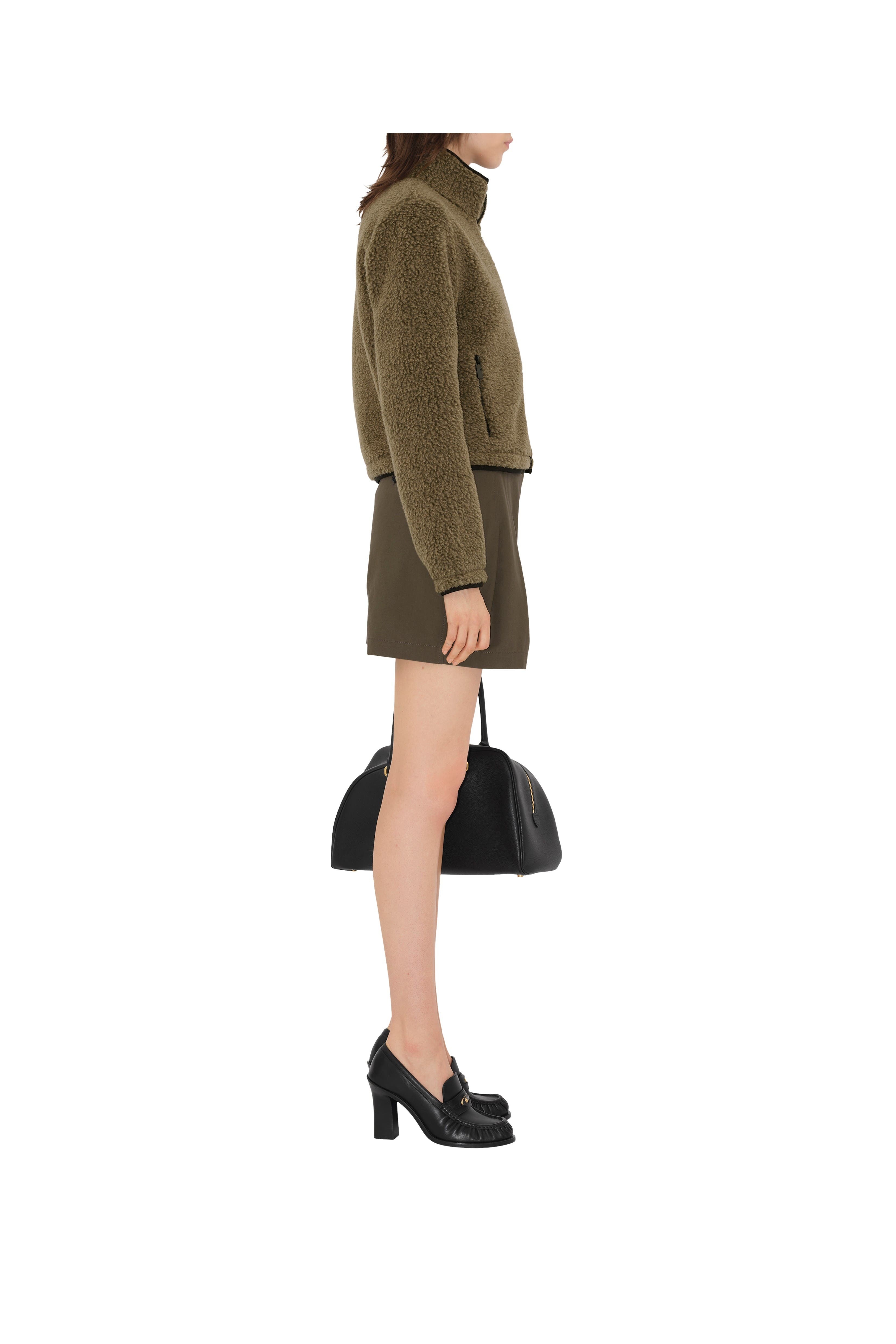 burberry Cropped Fleece Jacket in Mire Melange at Nordstrom - 3