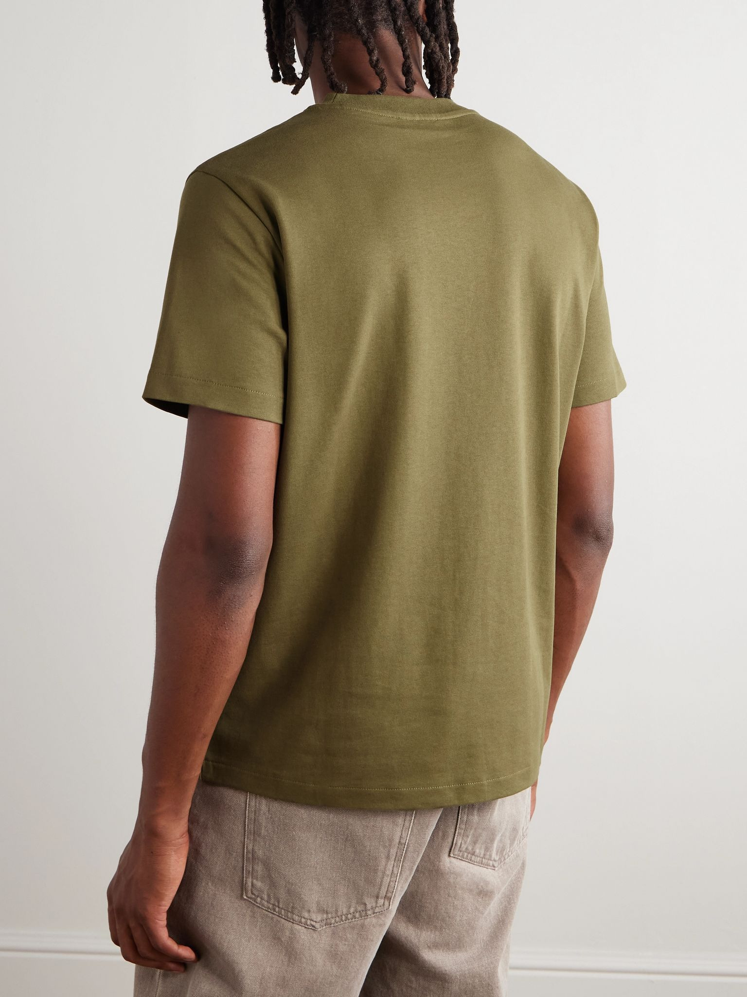 Logo-Embroidered Cotton-Jersey T-Shirt Green - 3