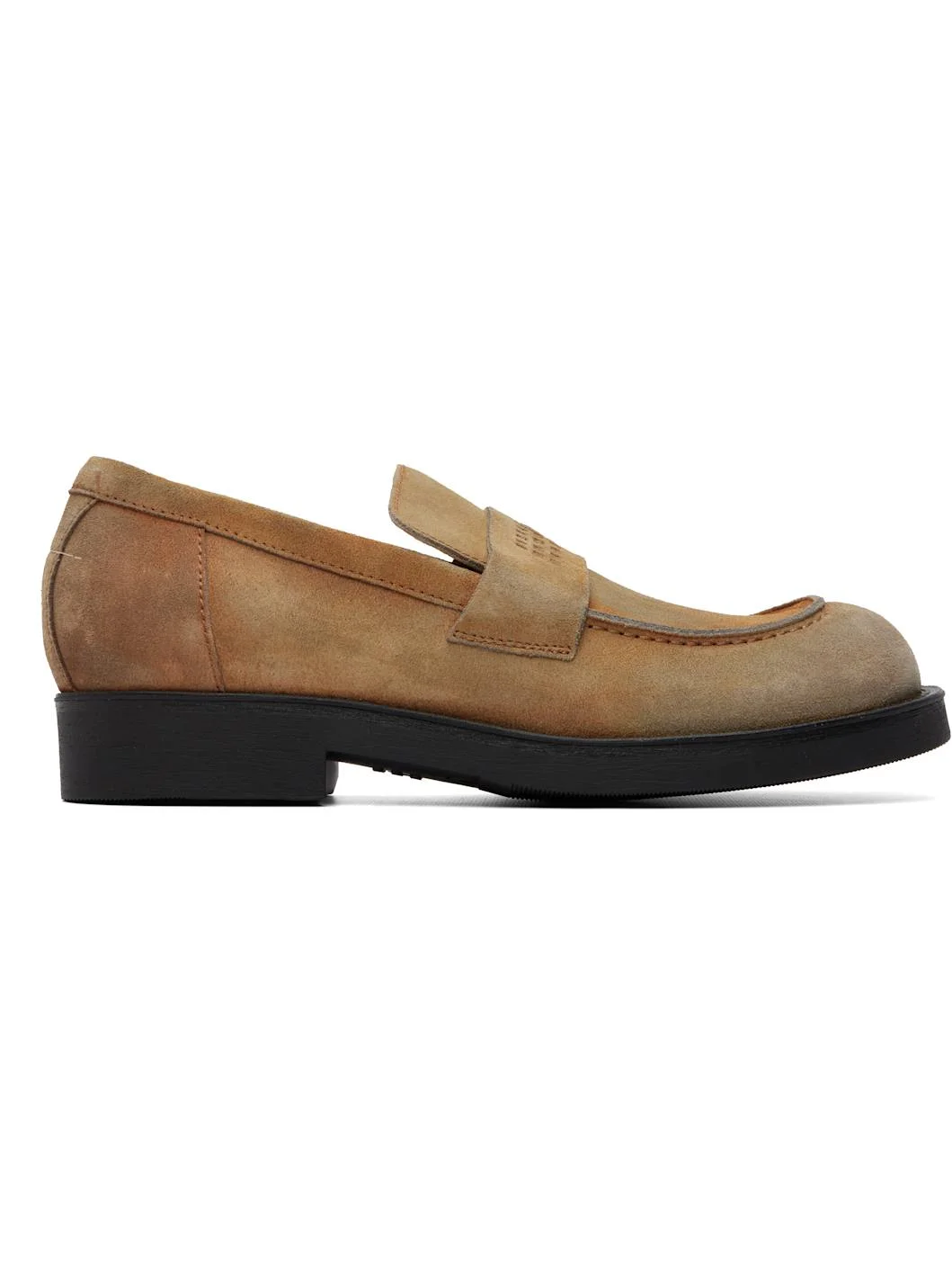 Beige Washed Suede Biker Loafers - 1
