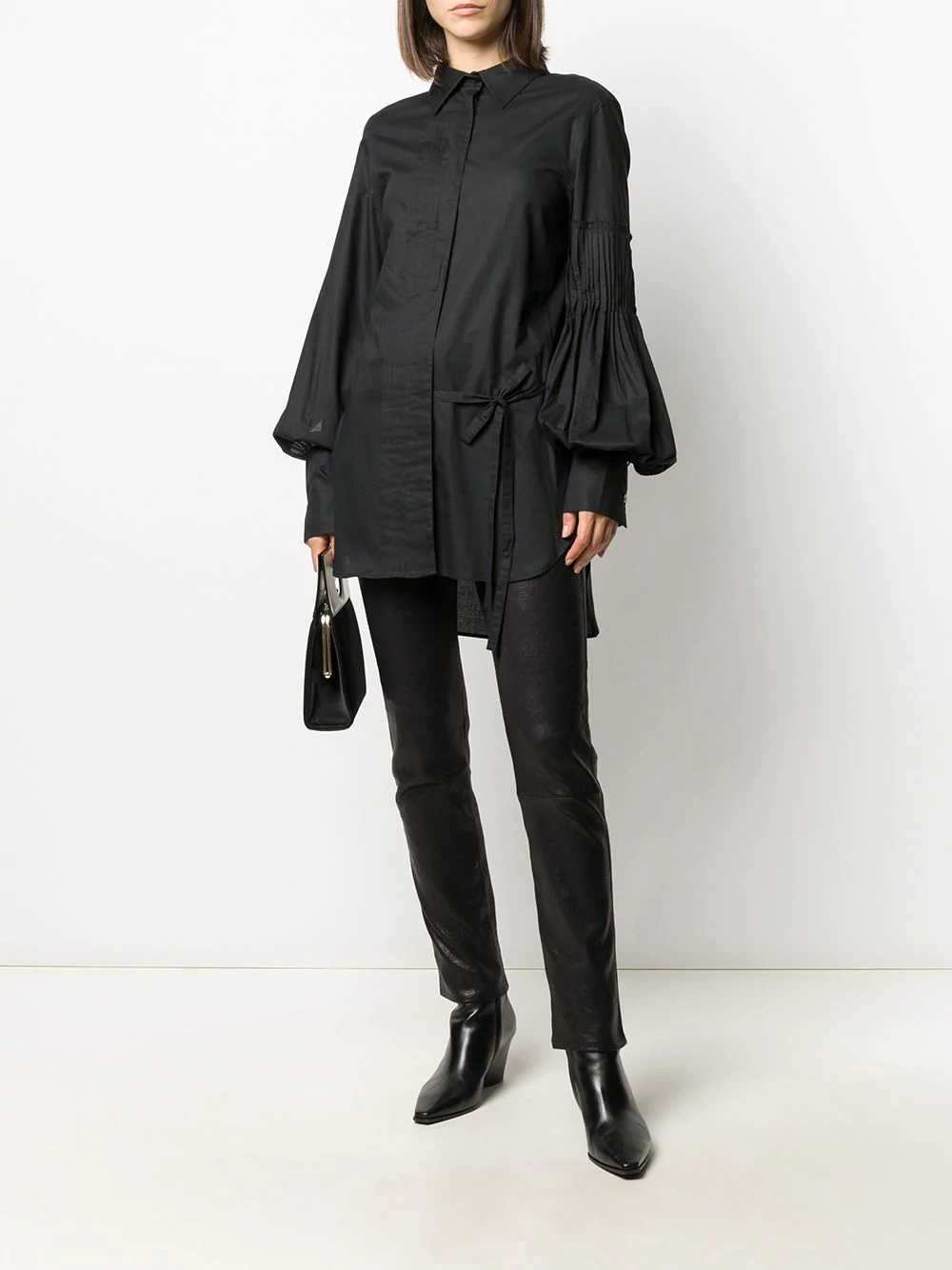 pleated longline shirt - 2