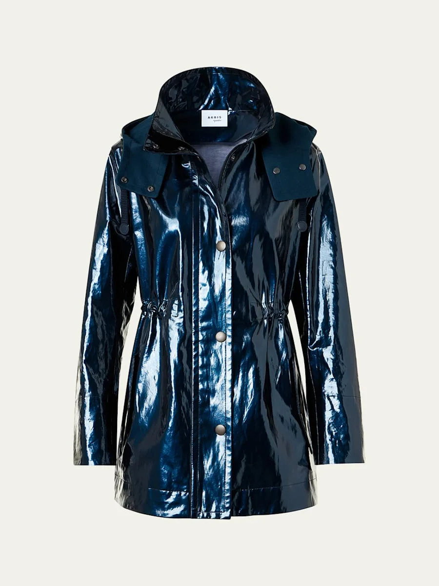 Lacquered Short Parka Jacket - 1
