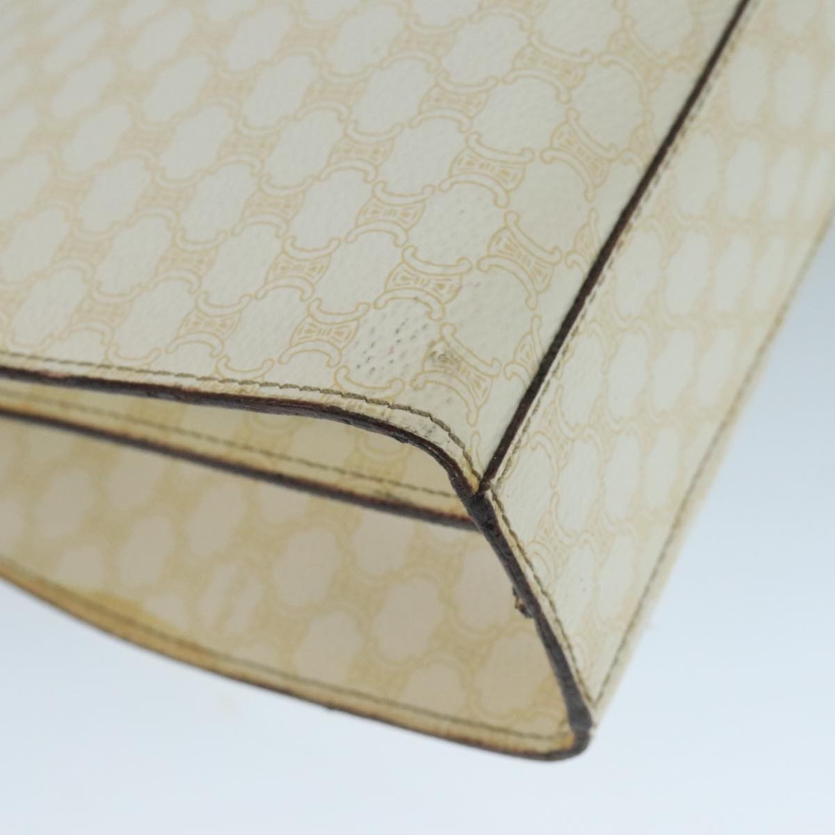 CELINE Macadam Canvas Hand Bag Pvc Leather White Gold - 13