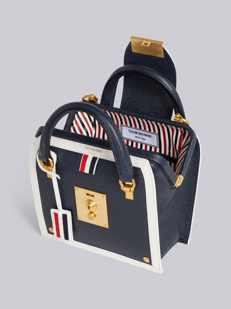 Navy Pebble Grain Leather Contrast Leather Frame Mrs. Thom Mini Bag 5