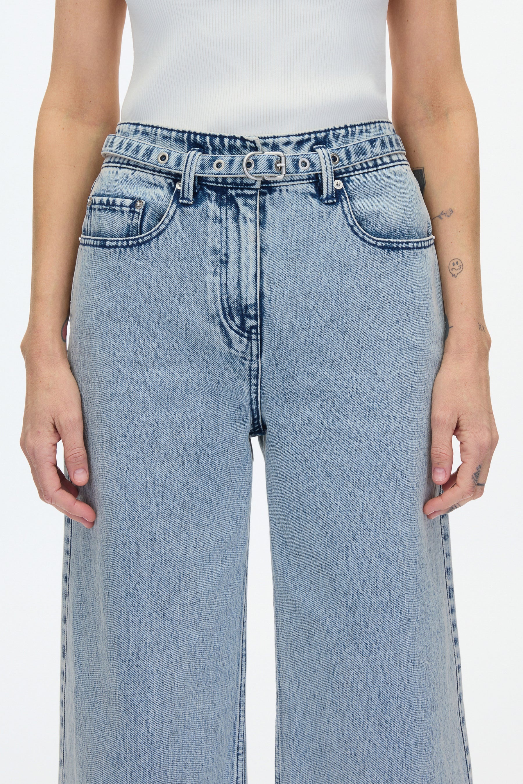 Wide Leg Belted Jean - 5