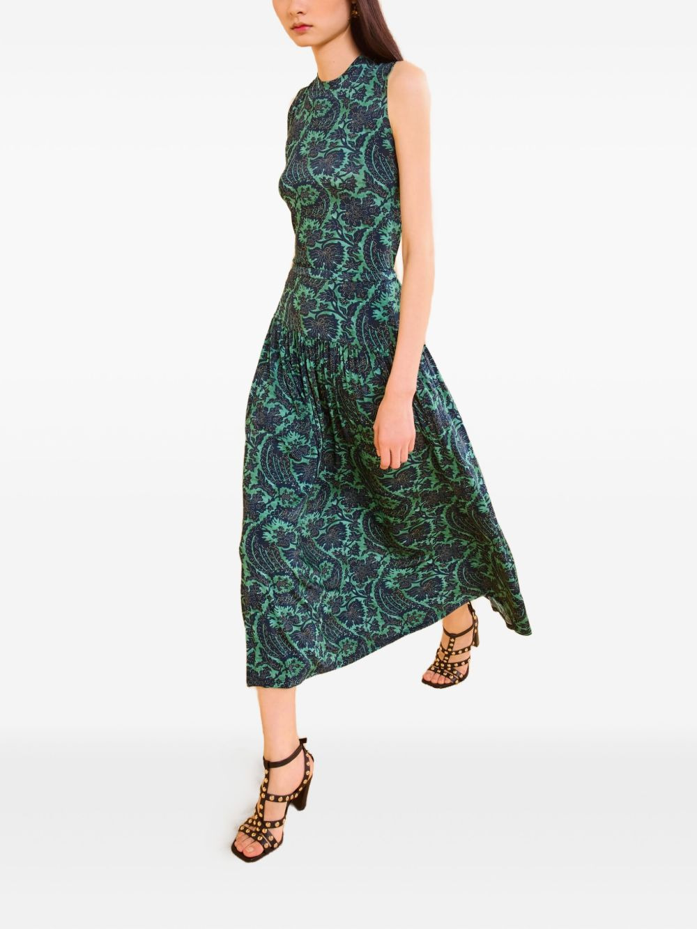 abstract-print sleeveless midi day dress - 2