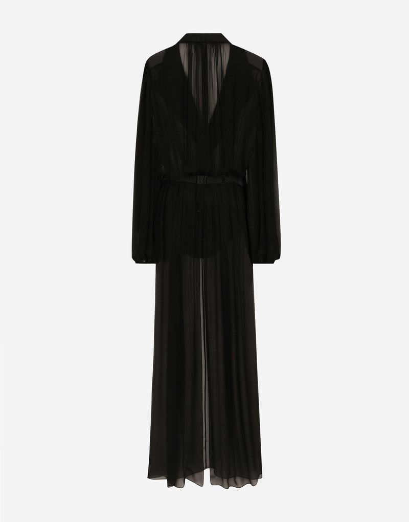 Dolce & Gabbana Long silk chiffon tuxedo dress outlook
