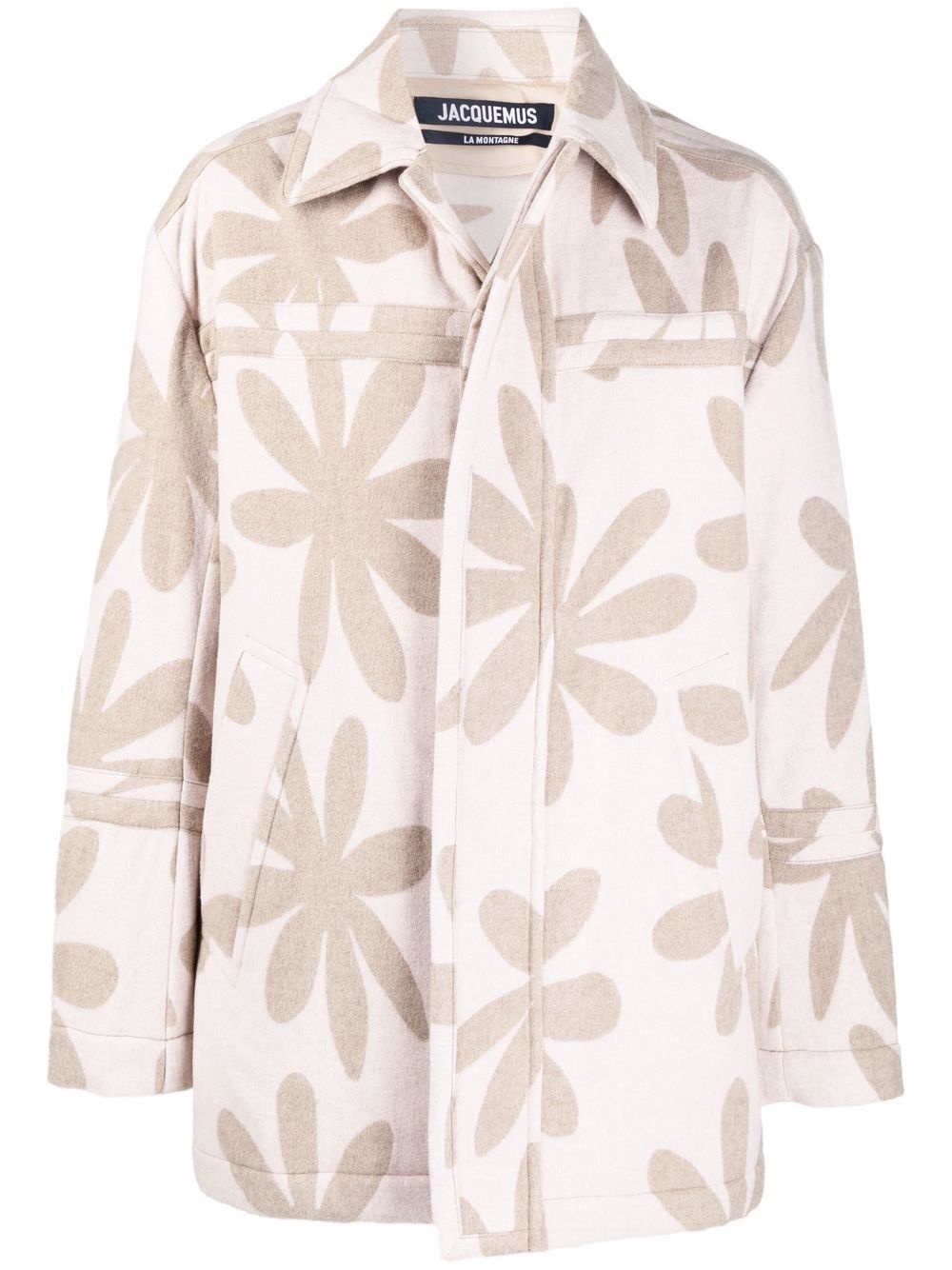 flower print shirt coat - 1